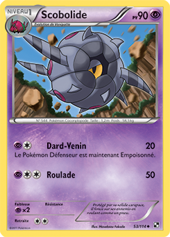 Carte Pokémon Peu commune Scobolide 53/114 de la série Noir & Blanc