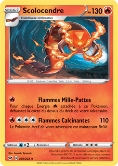 Carte Pokémon Rare Scolocendre 39/202 de la série Épée et Bouclier