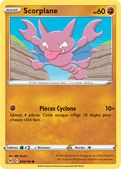 Carte Pokémon Communes Scorplane 095/196 de la série Origine Perdue