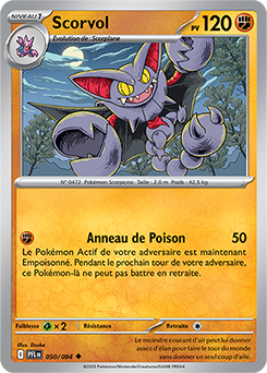 Carte Pokémon Peu commune Scorvol 50/94 de la série Flammes Fantasmagoriques
