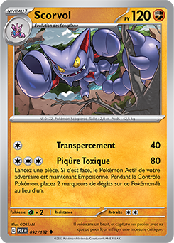 Carte Pokémon Peu commune Scorvol 92/182 de la série Faille Paradoxe