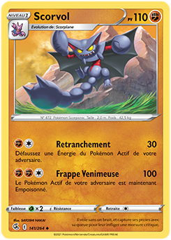 Carte Pokémon Peu commune Scorvol 141/264 de la série Poing de Fusion