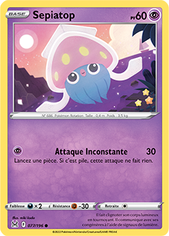 Carte Pokémon Communes Sepiatop 077/196 de la série Origine Perdue