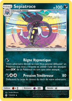 Carte Pokémon Sepiatroce 119/214 de la série Alliance Infallible en vente au meilleur prix