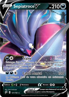 Carte Pokémon Ultra rare V Sepiatroce V 121/192 de la série Clash des Rebelles