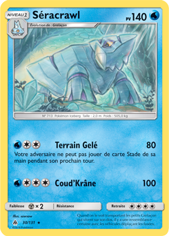 Carte Pokémon Rare Séracrawl 30/131 de la série Lumière Interdite