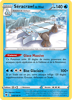 Carte Pokémon Rare Séracrawl de Hisui 048/189 de la série Astres Radieux