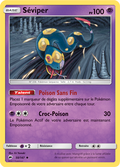 Carte Pokémon Peu commune Séviper 50/147 de la série Ombres Ardentes