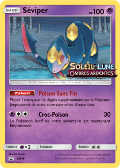 Carte Pokémon Promo Séviper SM46 de la série Promos Soleil et Lune