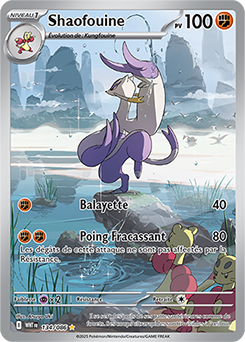 Carte Pokémon Illustration rare Shaofouine 134/86 de la série Flamme Blanche