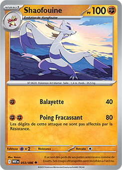 Carte Pokémon Peu commune Shaofouine 53/86 de la série Flamme Blanche