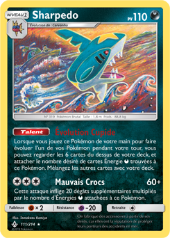 Carte Pokémon Sharpedo 111/214 de la série Alliance Infallible en vente au meilleur prix