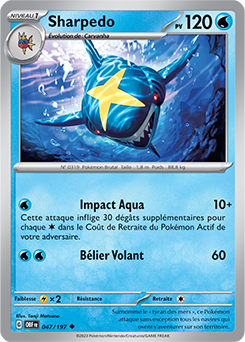 Carte Pokémon Peu commune Sharpedo 47/197 de la série Flammes Obsidiennes