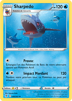 Carte Pokémon Rare Sharpedo 36/203 de la série Évolution Céleste