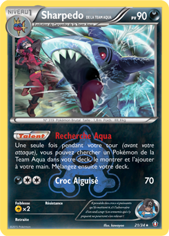 Carte Pokémon Holographique Rare Sharpedo de la Team Aqua 21/34 de la série Double Danger