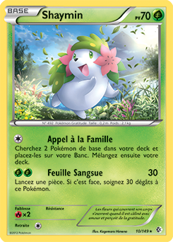 Carte Pokémon Rare Shaymin 10/149 de la série Frantières Franchies