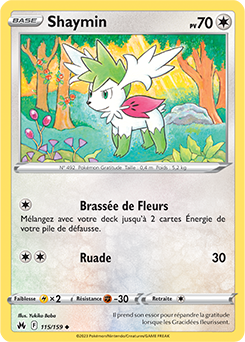 Carte Pokémon Peu commune Shaymin 115/159 de la série Zénith Suprême