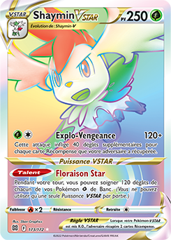 Carte Pokémon Rainbow VSTAR Shaymin VSTAR 173/172 de la série Stars Étincelantes