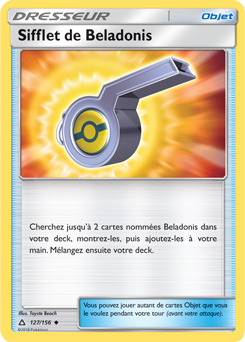 Carte Pokémon Peu commune Sifflet de Beladonis 127/156 de la série Ultra Prisme