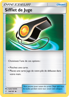 Carte Pokémon Peu commune Sifflet de Juge 146/181 de la série Duo de Choc