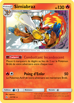 Carte Pokémon Holographique Rare Simiabraz 23/156 de la série Ultra Prisme