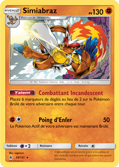 Carte Pokémon Holographique Rare Simiabraz 59/131 de la série Lumière Interdite
