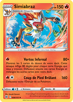 Carte Pokémon Holographique rare Simiabraz 026/172 de la série Stars Étincelantes