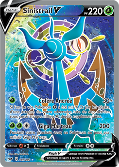 Carte Pokémon Full Art V Sinistrail V 187/202 de la série Épée et Bouclier