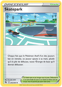 Carte Pokémon Peu commune Skatepark 242/264 de la série Poing de Fusion