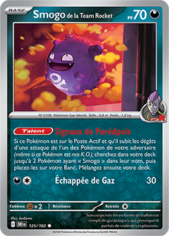 Carte Pokémon Communes Smogo de la Team Rocket 125/182 de la série Rivalités Destinées
