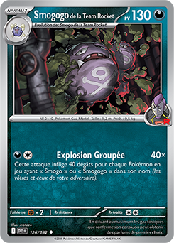 Carte Pokémon Peu commune Smogogo de la Team Rocket 126/182 de la série Rivalités Destinées