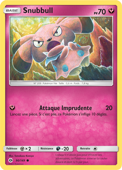 Carte Pokémon Snubbull 90/149 de la série Soleil & Lune en vente au meilleur prix