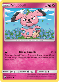 Carte Pokémon Snubbull 137/214 de la série Tonnerre Perdu en vente au meilleur prix