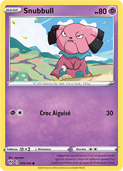 Carte Pokémon Snubbull 70/189 de la série Ténèbres Embrasées en vente au meilleur prix