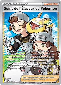 Carte Pokémon Soins de l Éleveur de Pokémon 188/189 de la série Ténèbres Embrasées en vente au meilleur prix