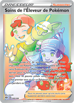 Carte Pokémon Soins de l Éleveur de Pokémon 195/189 de la série Ténèbres Embrasées en vente au meilleur prix