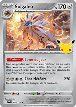 Carte Pokémon Rare Solgaleo 105/128 de la série 30e Anniversaire