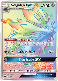 Carte Pokémon Secrète Rainbow GX Solgaleo GX 155/149 de la série Soleil & Lune