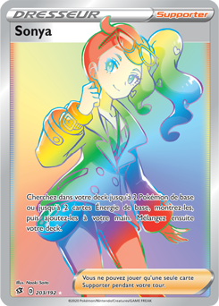 Carte Pokémon Secrète Rainbow Dresseur Sonya 203/192 de la série Clash des Rebelles