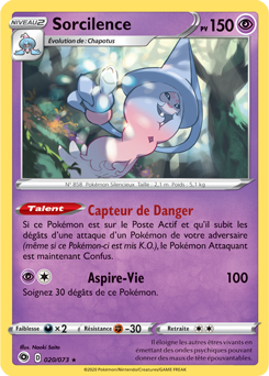 Carte Pokémon Holographique rare Sorcilence 020/073 de la série La Voie du Maître