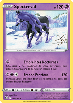 Carte Pokémon Holographique rare Spectreval 081/196 de la série Origine Perdue