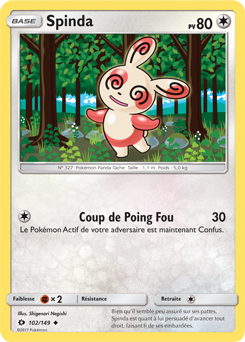 Carte Pokémon Peu commune Spinda 102/149 de la série Soleil & Lune