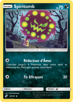 Carte Pokémon Peu commune Spiritomb 89/181 de la série Duo de Choc