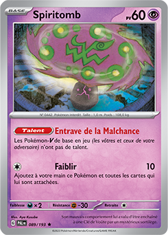 Carte Pokémon Rare Spiritomb 089/193 de la série Évolutions à Paldea