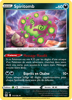 Carte Pokémon Rare Spiritomb 117/196 de la série Origine Perdue