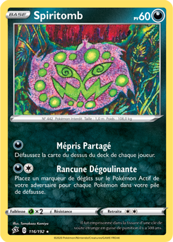 Carte Pokémon Rare Spiritomb 116/192 de la série Clash des Rebelles