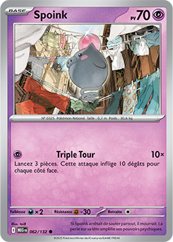 Carte Pokémon Communes Spoink 62/132 de la série Méga-Évolution