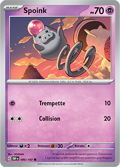 Carte Pokémon Spoink 90/197 de la série Flammes Obsidiennes en vente au meilleur prix