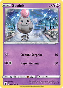 Carte Pokémon Spoink 55/163 de la série Styles de Combat en vente au meilleur prix