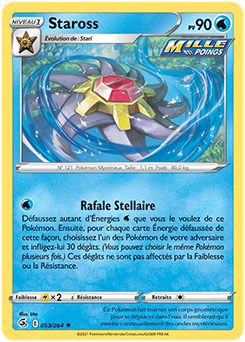 Carte Pokémon Holographique rare Staross 53/264 de la série Poing de Fusion